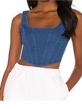 superdown Mika denim corset crop top size S